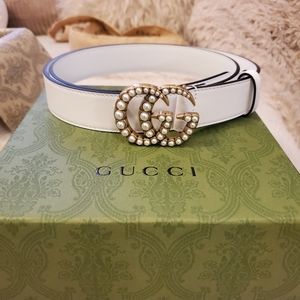 White Pearl Gucci belt